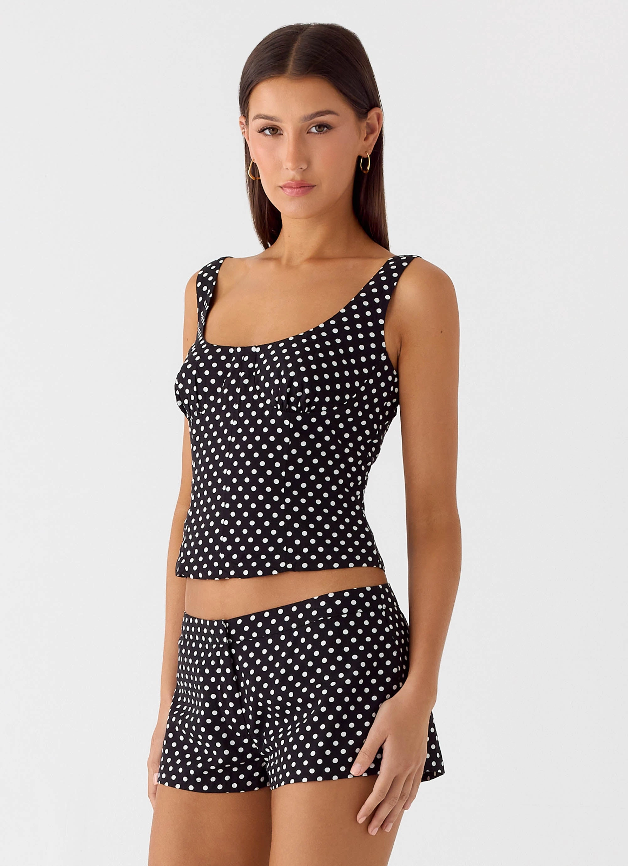 Coastline Bustier Top - Black Polkadot