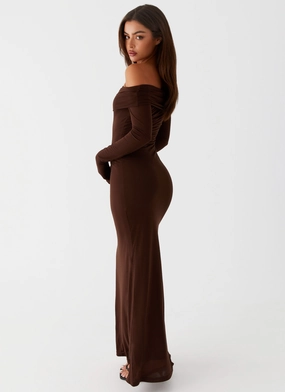 Cocoa Long Sleeve Maxi Dress - Chocolate Cocoa Long Sleeve Maxi Dress - Chocolate