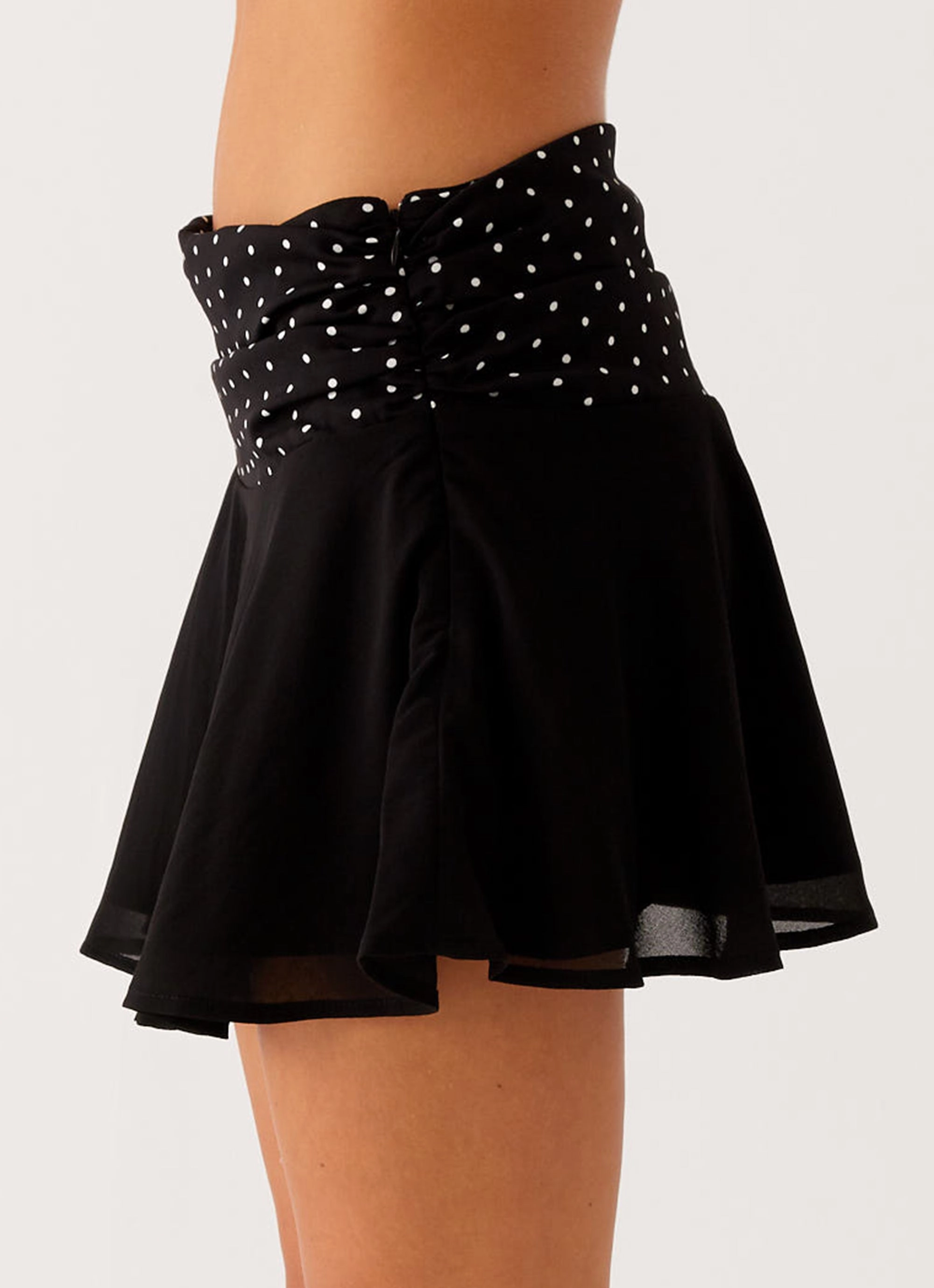 Colby Mini Skirt - Black Polka Dot