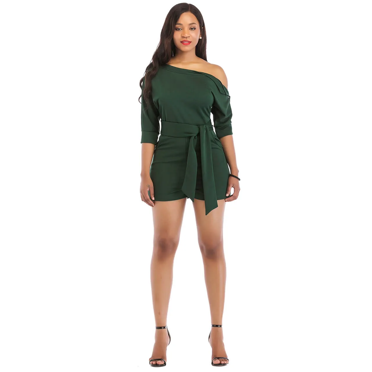 Cold Shoulder Bodycon Half Sleeves Rompers