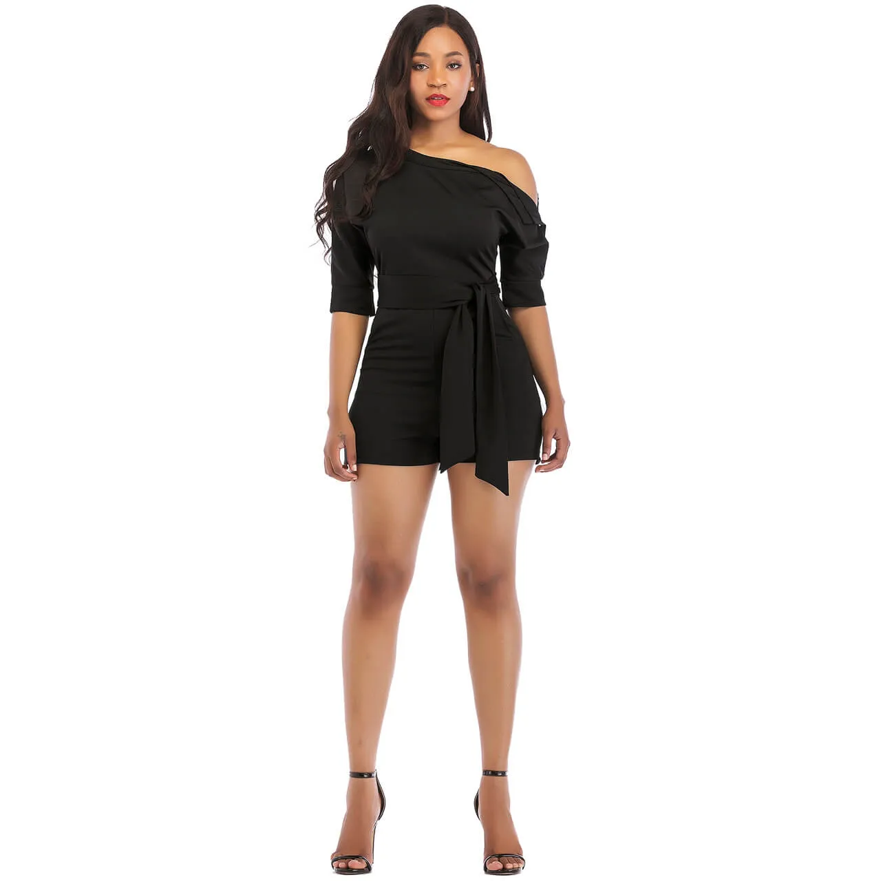 Cold Shoulder Bodycon Half Sleeves Rompers