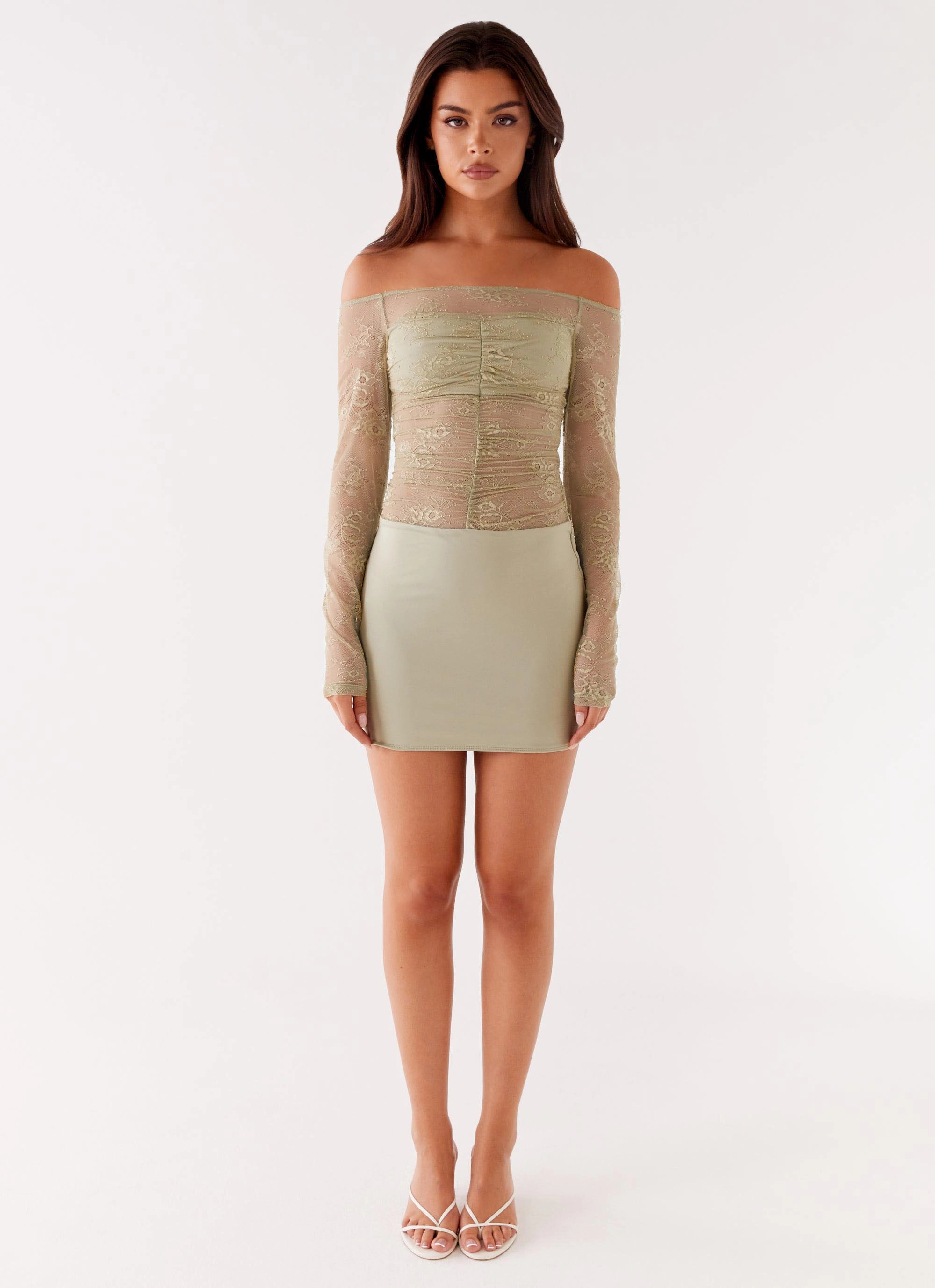 Collide Lace Mini Dress - Sage