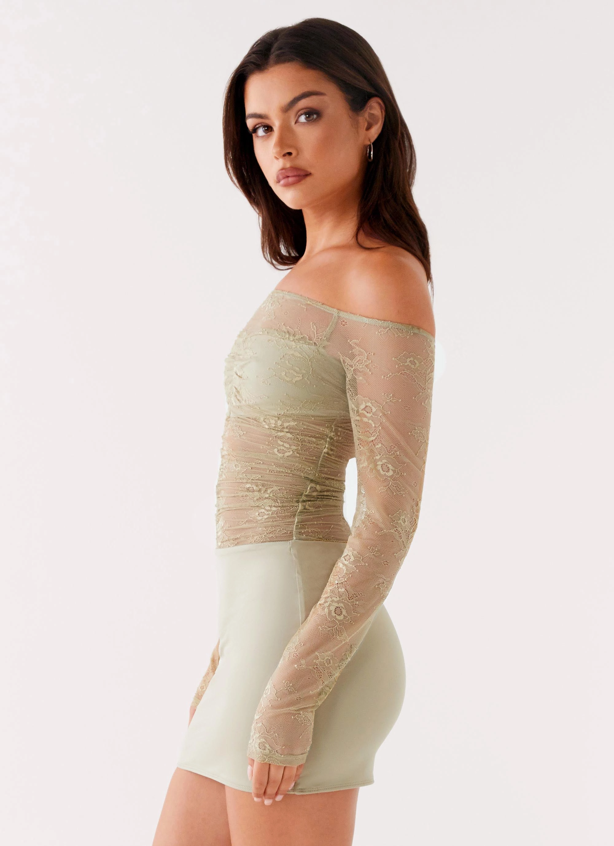 Collide Lace Mini Dress - Sage