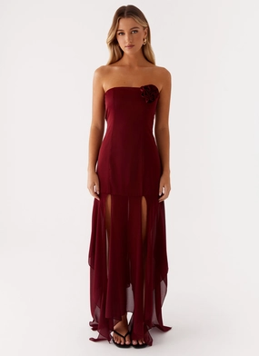 Collision Satin Maxi Dress - Cherry Red Collision Satin Maxi Dress - Cherry Red