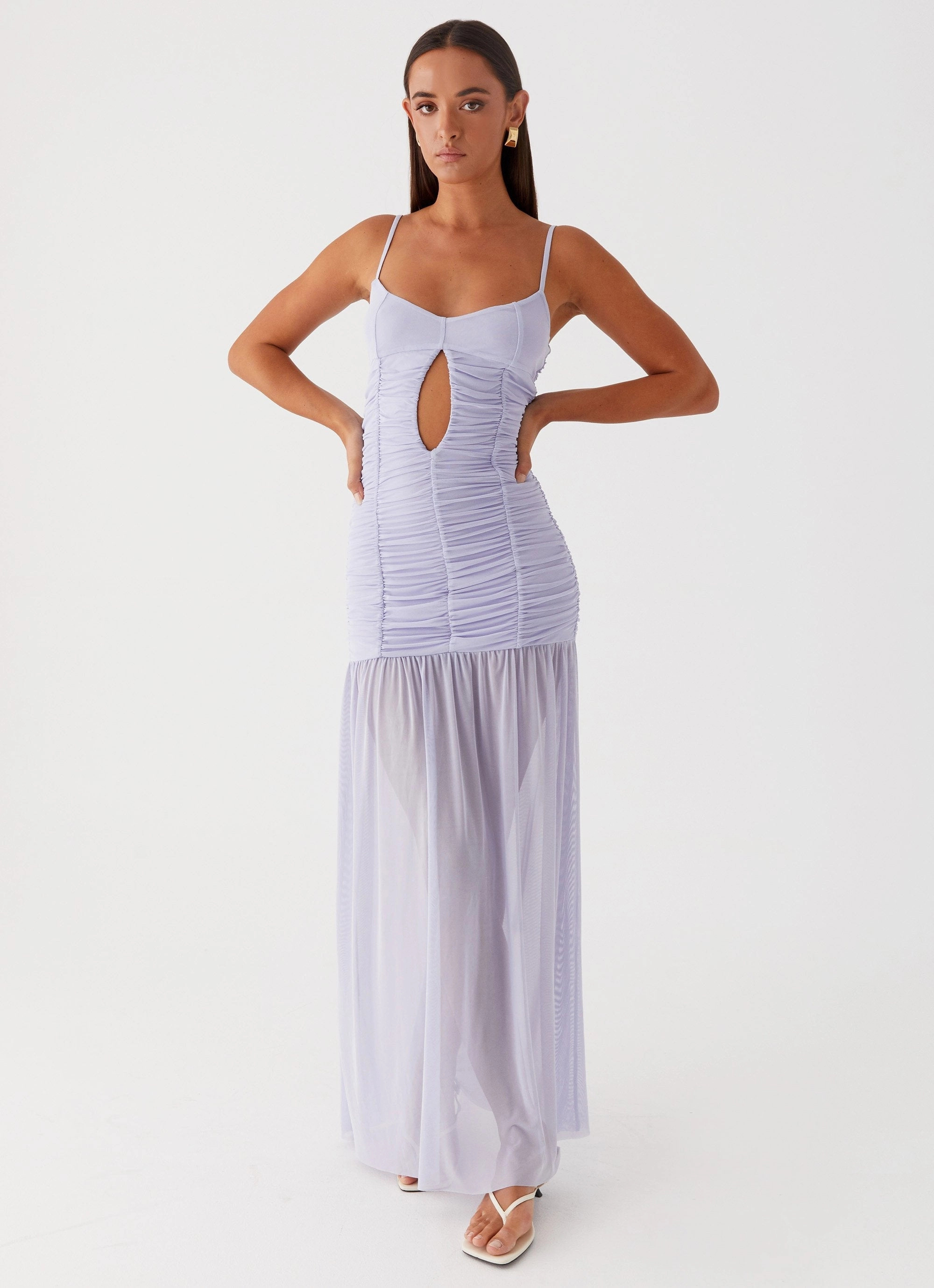Constance Mesh Maxi Dress - Lavender