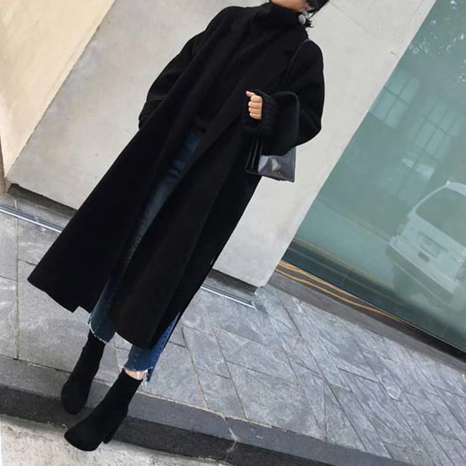 cooki Wool Coats for Women Long Women's Wool Coat Winter Wool Jacket Women Dressy Trench Coats Lapel Button Down Peacoats