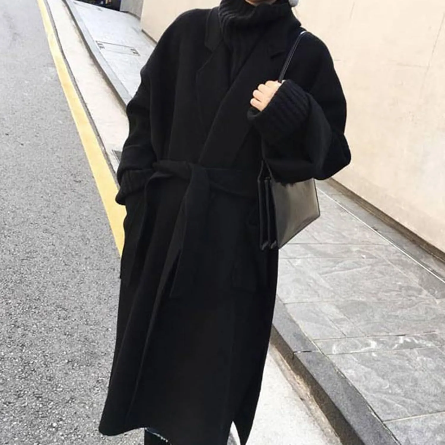 cooki Wool Coats for Women Long Women's Wool Coat Winter Wool Jacket Women Dressy Trench Coats Lapel Button Down Peacoats