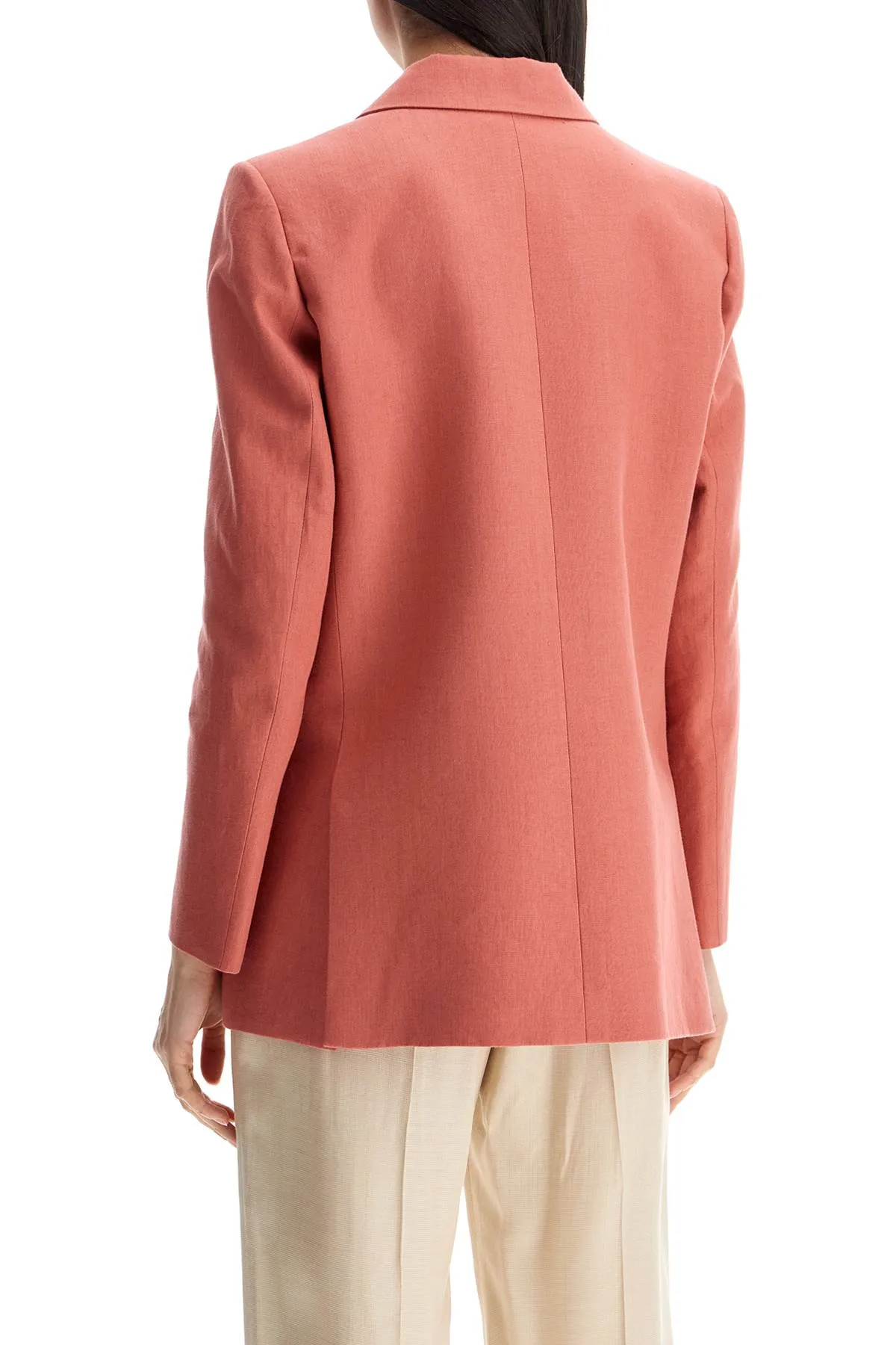 coral linen single-breasted blazer with turtle style buttons BZEND01 B MS1 CASSIS