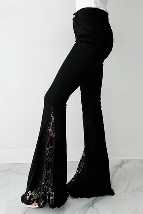 Coraline Saint & Hearts Lace Flare Jeans (Black) Coraline Saint & Hearts Lace Flare Jeans (Black)