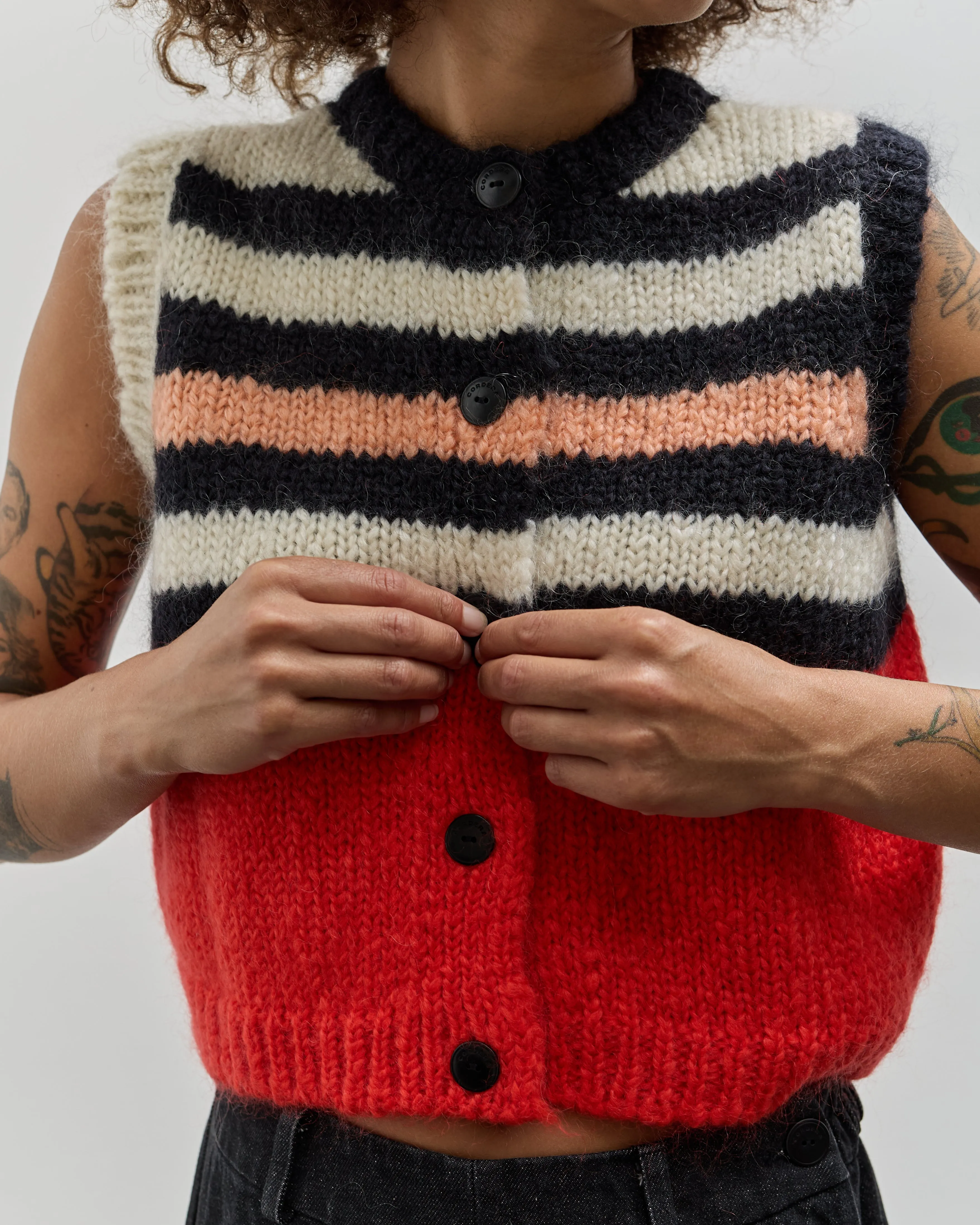 Cordera Mohair Striped Waistcoat, Multi