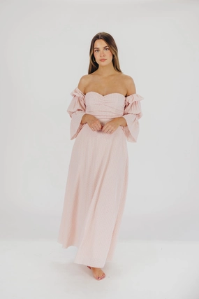 Corrine Tiered Sleeve Maxi Dress with Pockets in Ballerina Pink - Bump Friendly Corrine Tiered Sleeve Maxi Dress with Pockets in Ballerina Pink - Bump Friendly