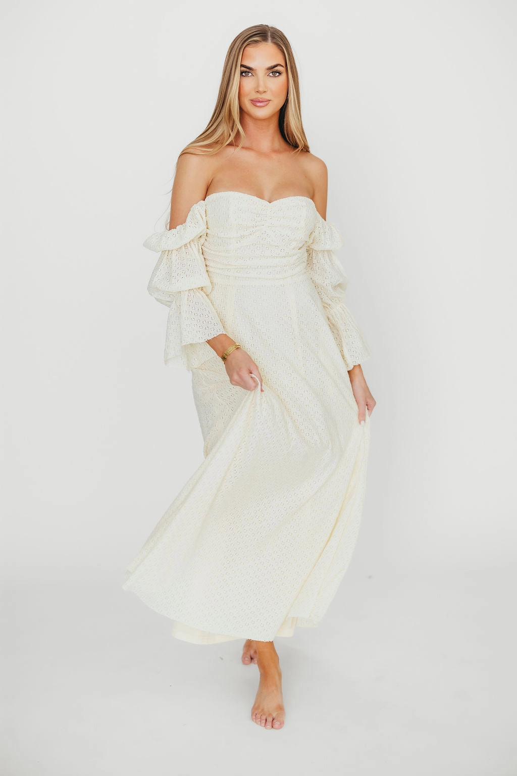 Corrine Tiered Sleeve Maxi Dress with Pockets in Butter Yellow - Bump Friendly