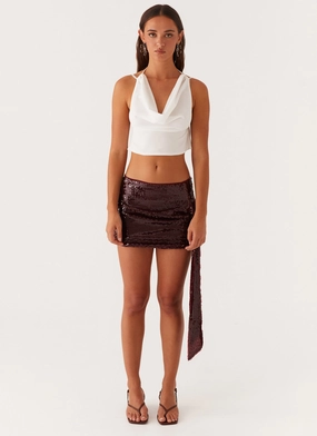 Cosmopolitan Sequin Mini Skirt - Maroon Cosmopolitan Sequin Mini Skirt - Maroon