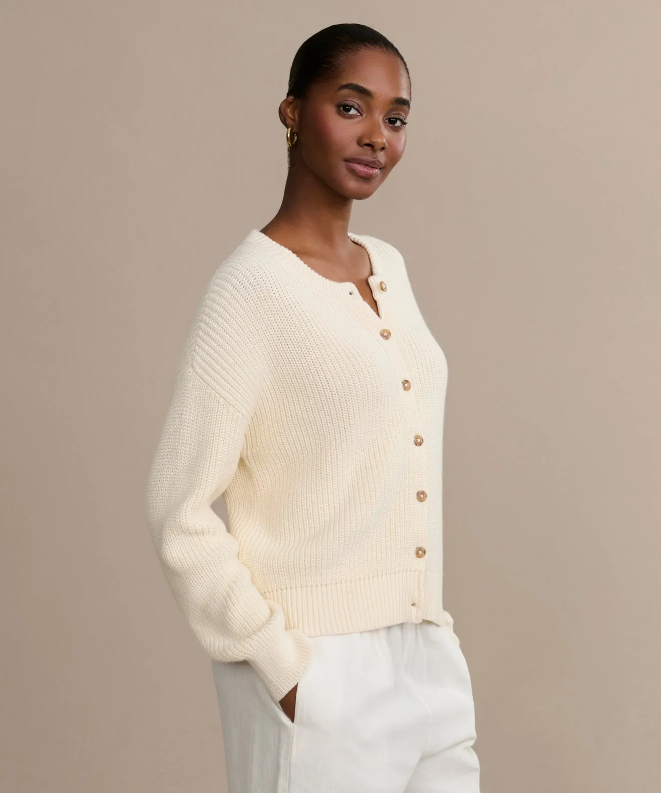 Cotton Hayes Crewneck Cardigan