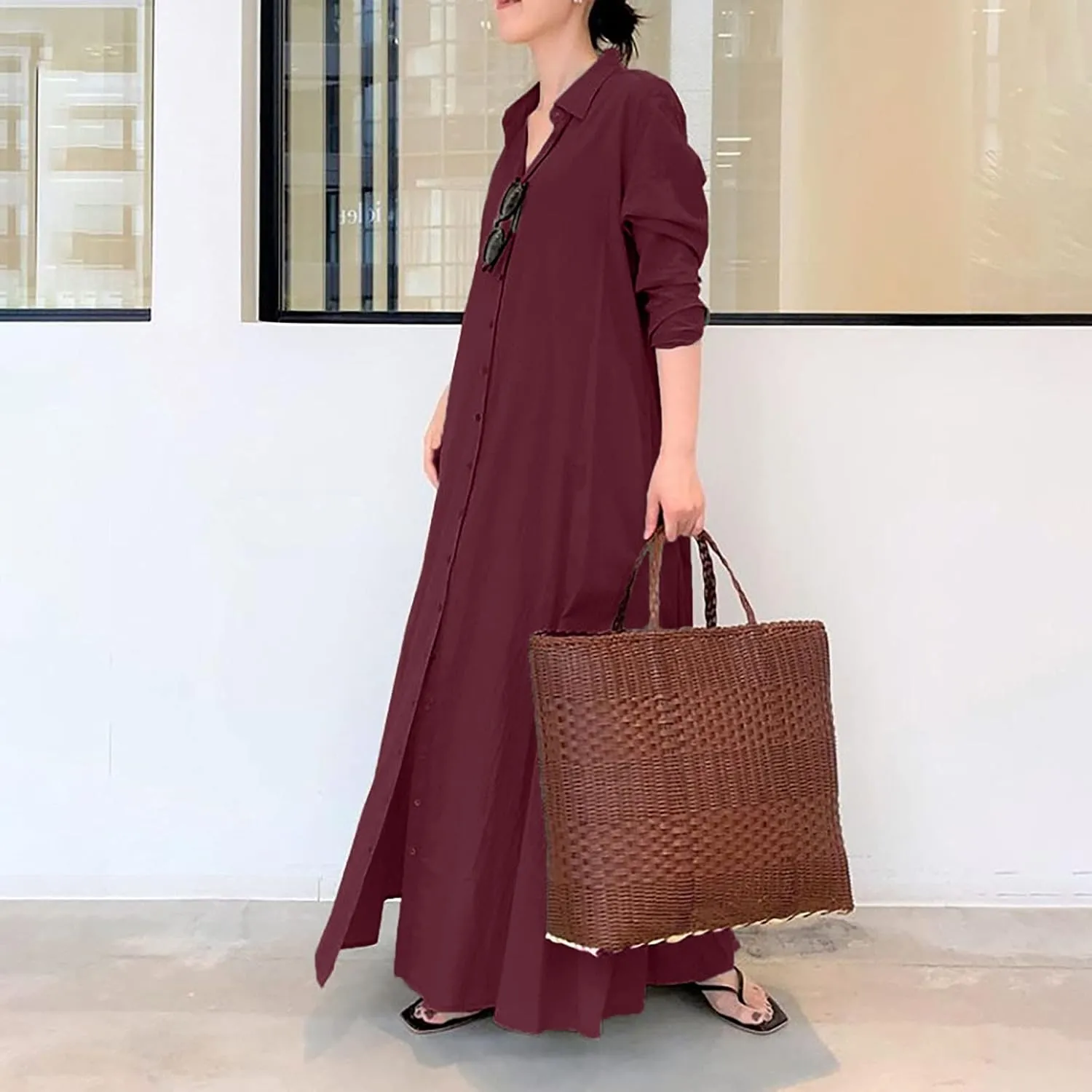 Cotton Linen Maxi Dress Women's Casual Button Down Dress Linen Long Shirt Skirt Kaftans for Women Tshirt Dresses 2025