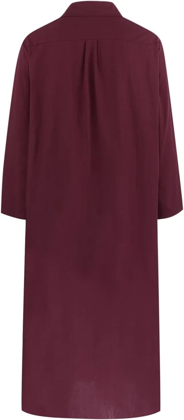 Cotton Linen Maxi Dress Women's Casual Button Down Dress Linen Long Shirt Skirt Kaftans for Women Tshirt Dresses 2025