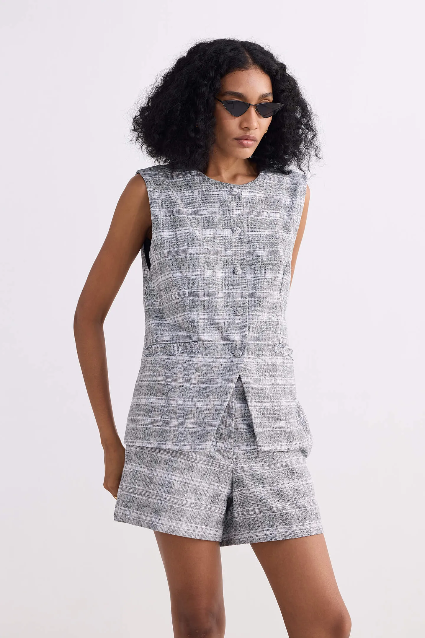 Cotton Tweed Shorts in Grey