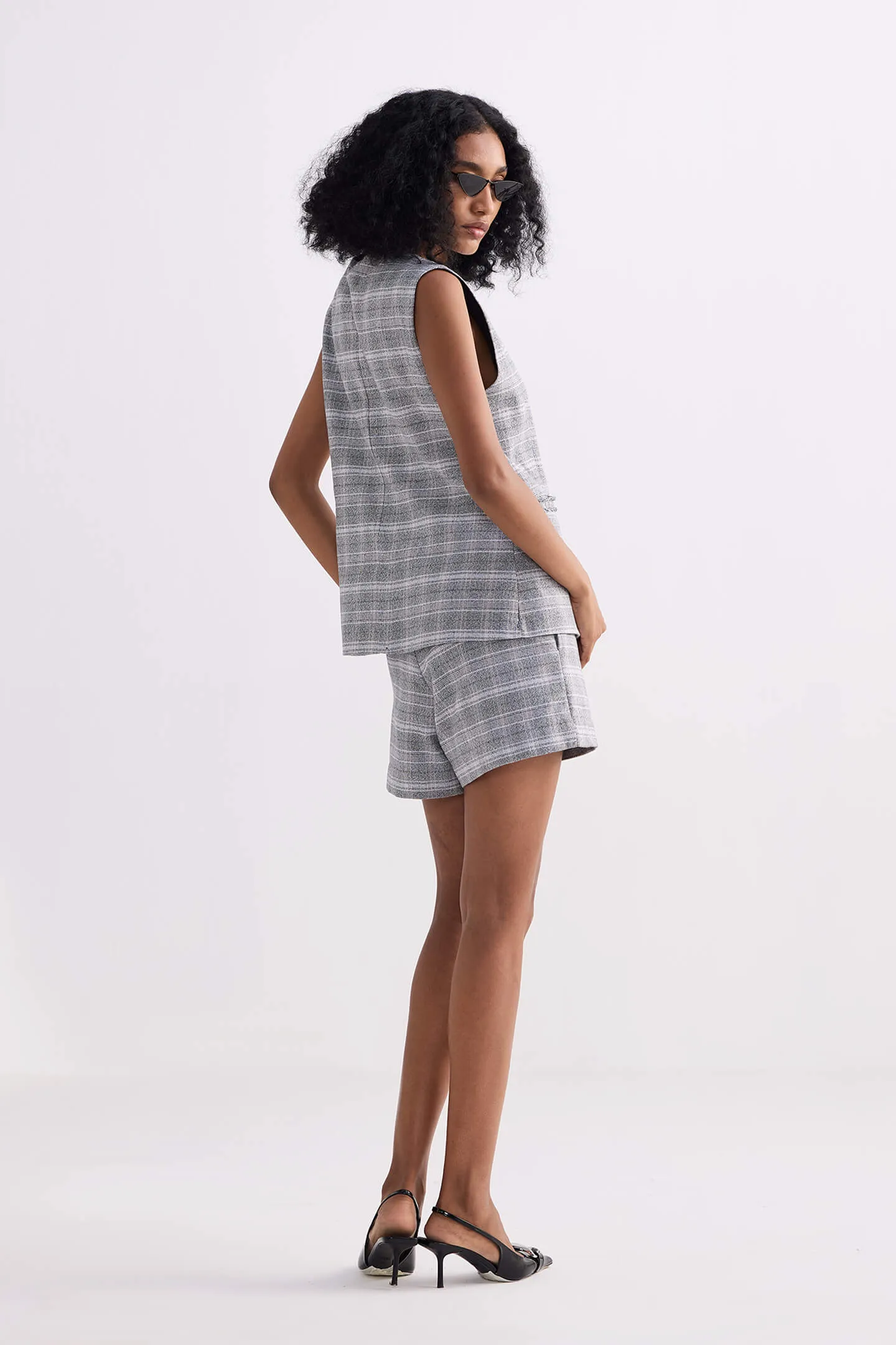 Cotton Tweed Shorts in Grey