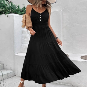 COTTON AND LINEN HALTER DRESS_CWDMD1563 COTTON AND LINEN HALTER DRESS_CWDMD1563