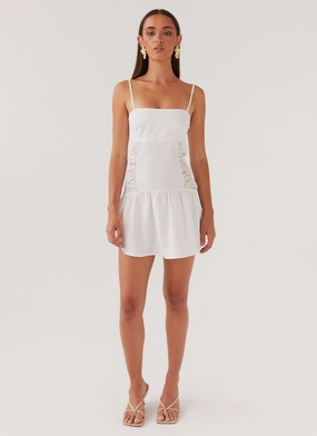 Cotton Cloud Mini Dress - White Cotton Cloud Mini Dress - White
