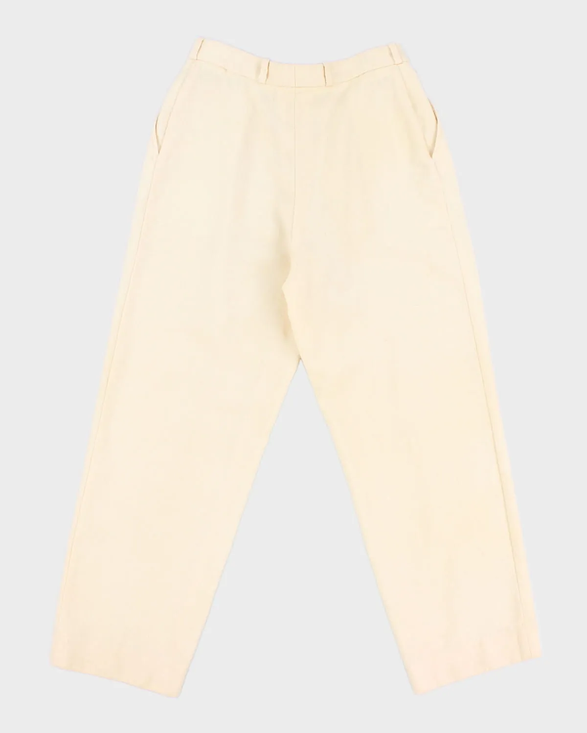 Cream High-Waisted Wool Trousers - S