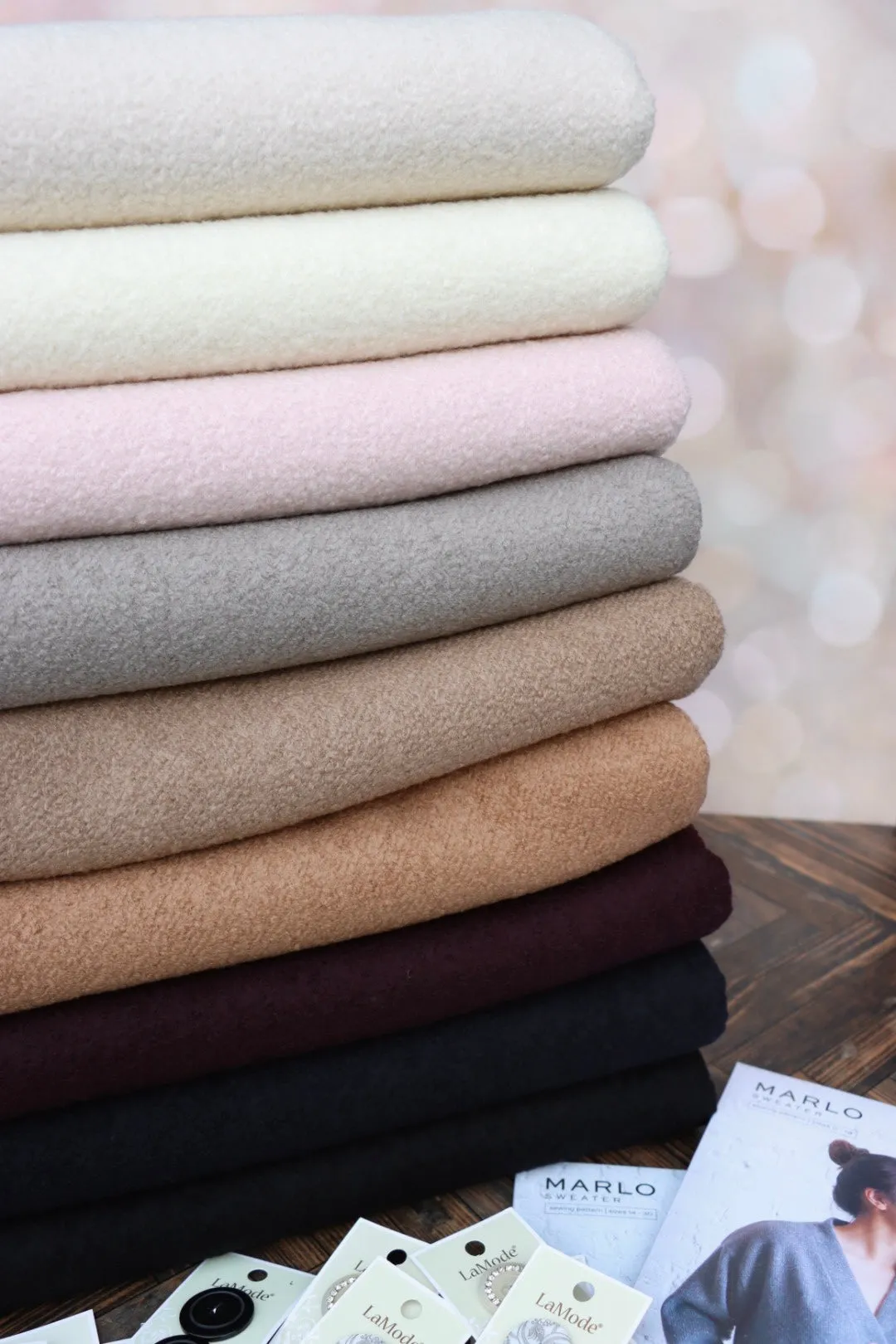 Cream Wool Boucle/French Terry Knit | By The Half Yard