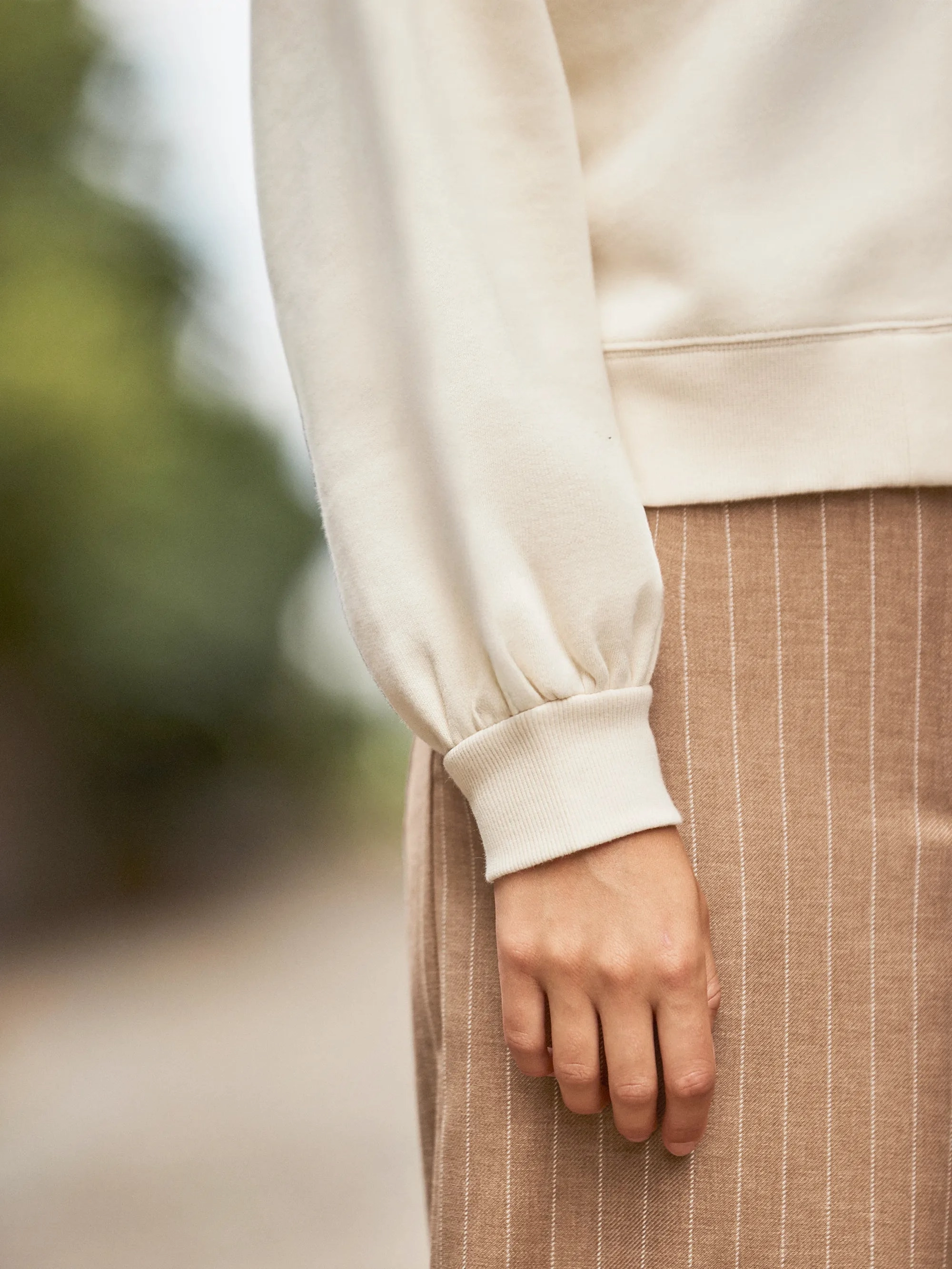 Cream Sweatshirt Bomber Jacket