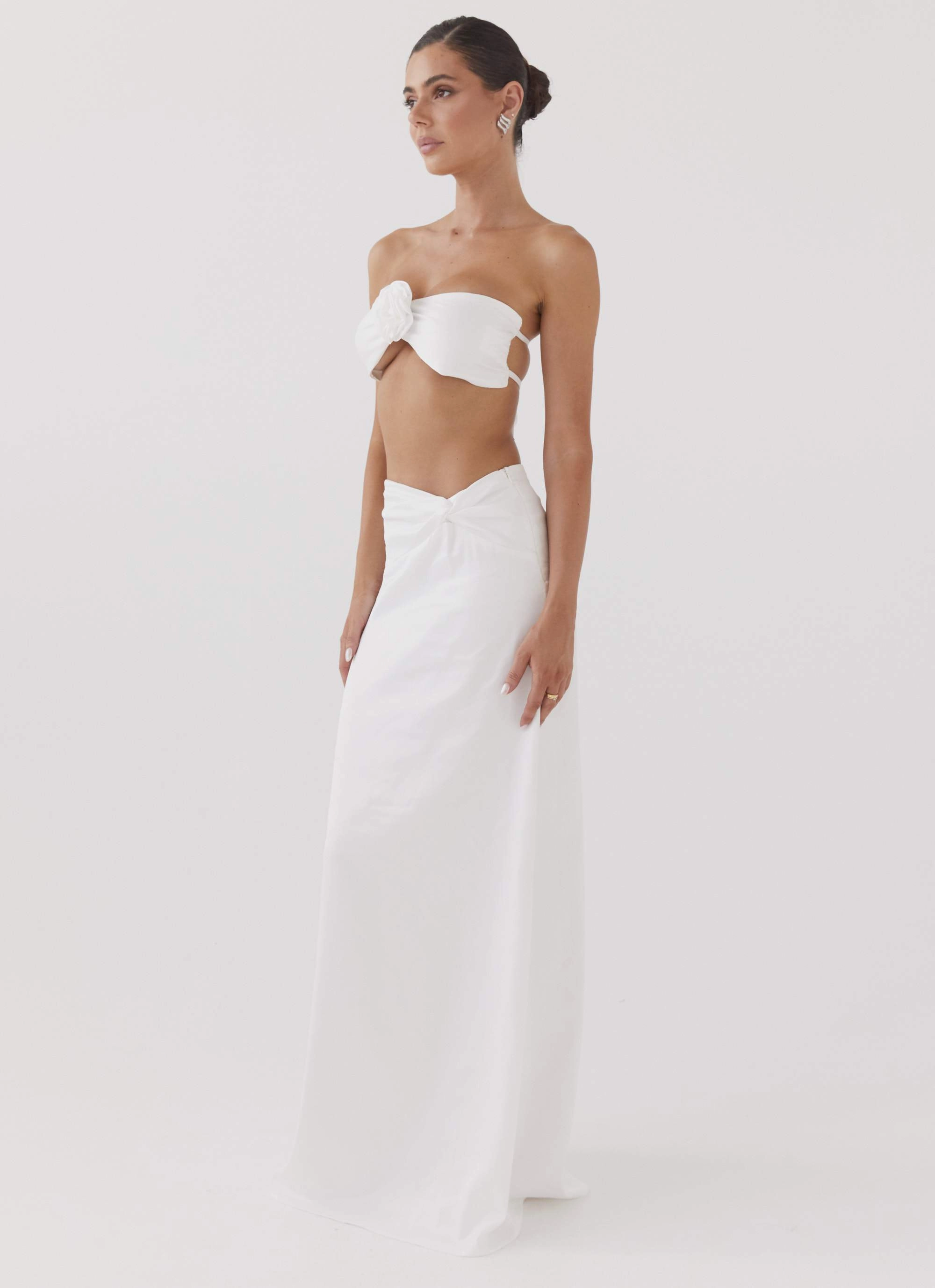 Crescent Light Twist Maxi Skirt - Ivory