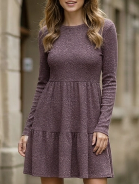 Crew Neck Loose Striped Sweater Dress Crew Neck Loose Striped Sweater Dress