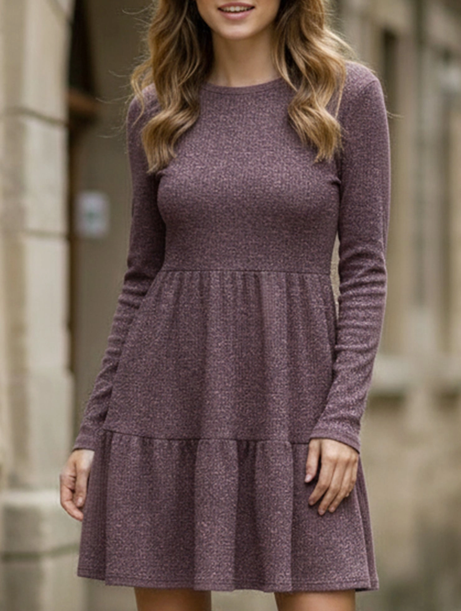 Crew Neck Loose Striped Sweater Dress