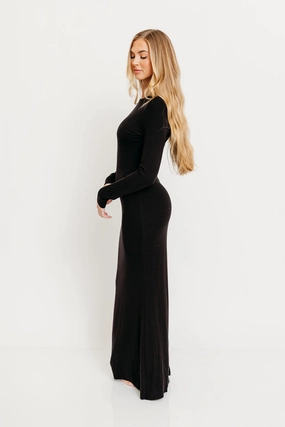 Cru Tiny Ribbed Maxi Dress in Black - Bump Friendly Cru Tiny Ribbed Maxi Dress in Black - Bump Friendly