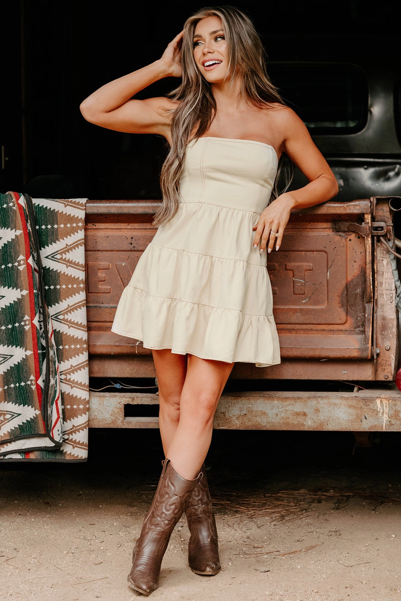 Crush Approved Strapless Mini Dress (Cream)