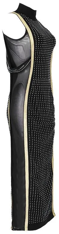Crystal-Embellished Sheer-Paneled Dress