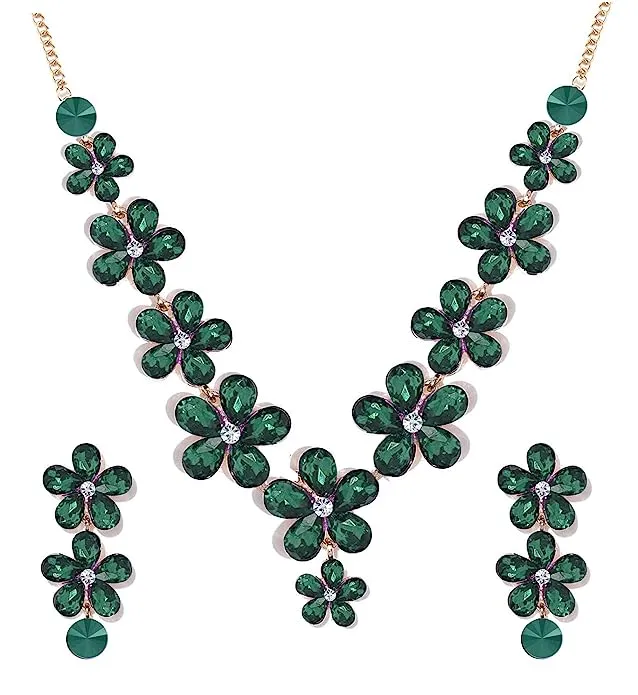 Crystal Necklace Jewellery set with Earrings