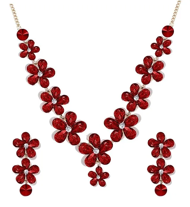 Crystal Necklace Jewellery set with Earrings