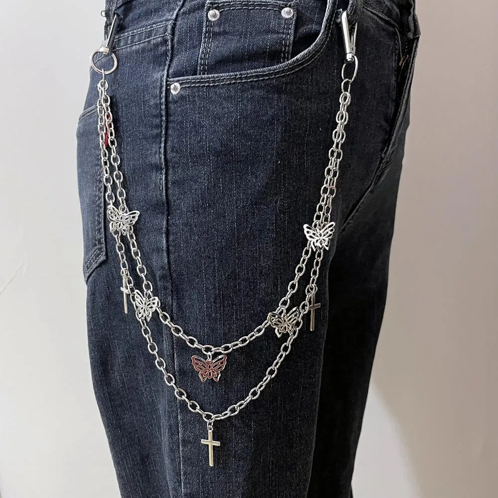 CSIYANJRY99 Pants Chain Purse Chain Butterfly Pentacle Cross Charm Jeans Chain Pocket Punk Chain Hip Hop Rock Chain Woman Man
