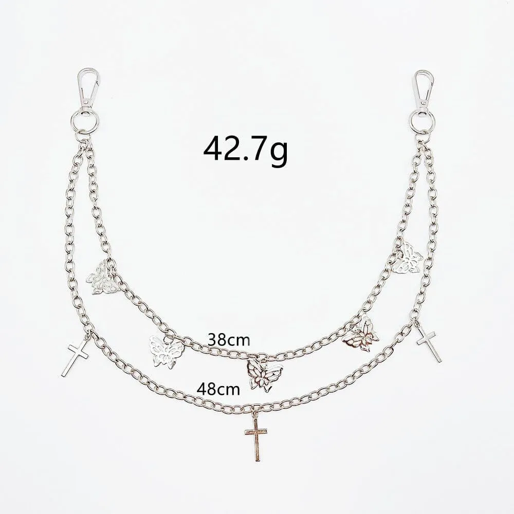 CSIYANJRY99 Pants Chain Purse Chain Butterfly Pentacle Cross Charm Jeans Chain Pocket Punk Chain Hip Hop Rock Chain Woman Man