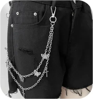 CSIYANJRY99 Pants Chain Purse Chain Butterfly Pentacle Cross Charm Jeans Chain Pocket Punk Chain Hip Hop Rock Chain Woman Man