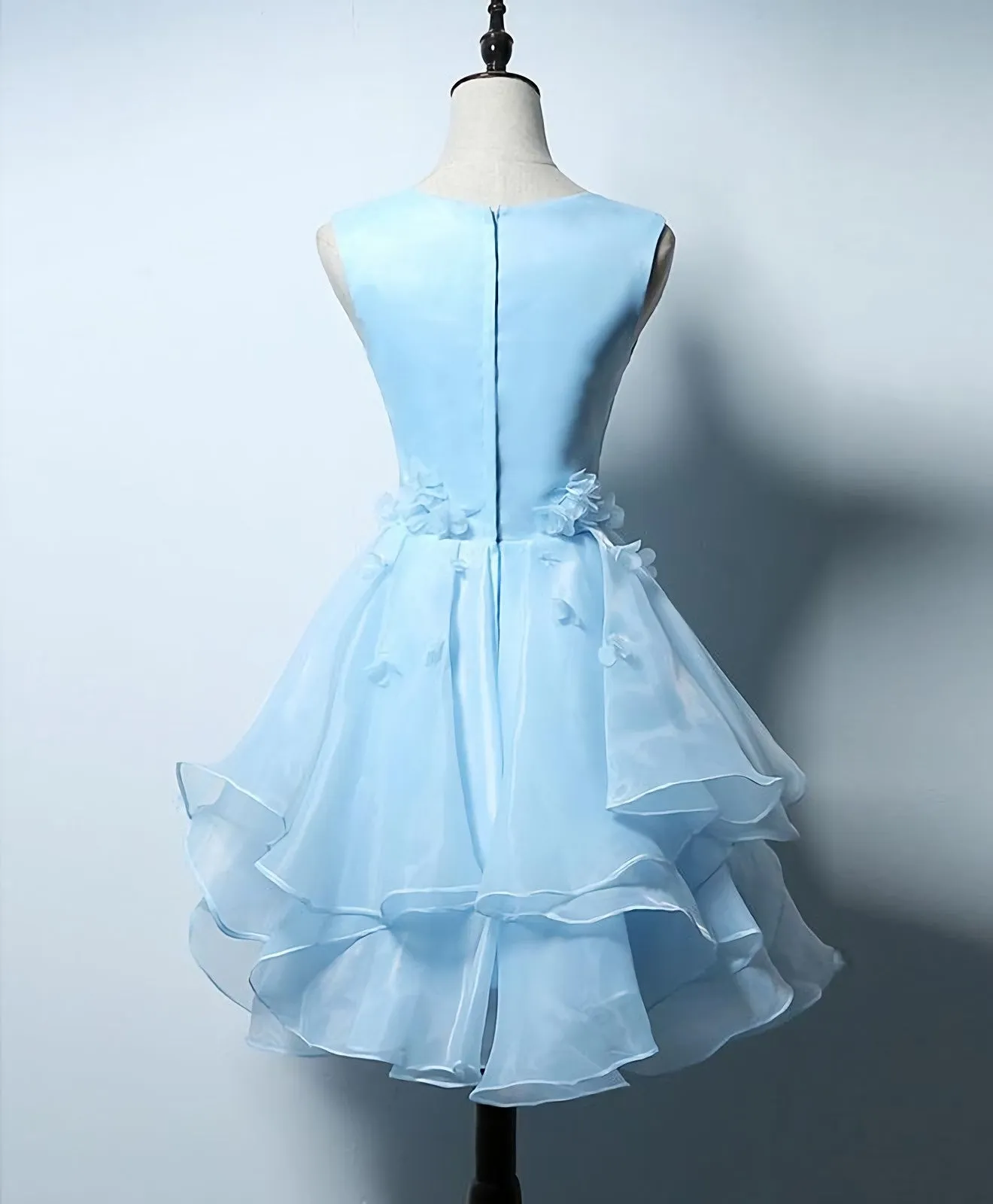 Cute Blue A Line Short Prom Dress, Blue Evening Dress