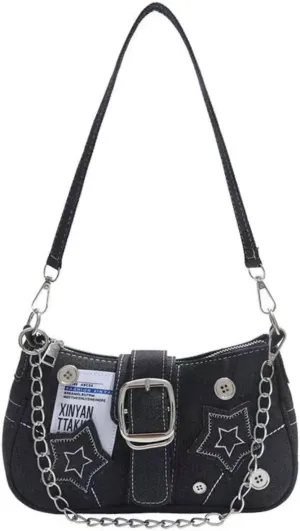 Cute Y2k Purse, Black y2k Shoulder Bag Crossbody Purse, Y2Ks Accessories Goth Punk Style Bag for Women Girl