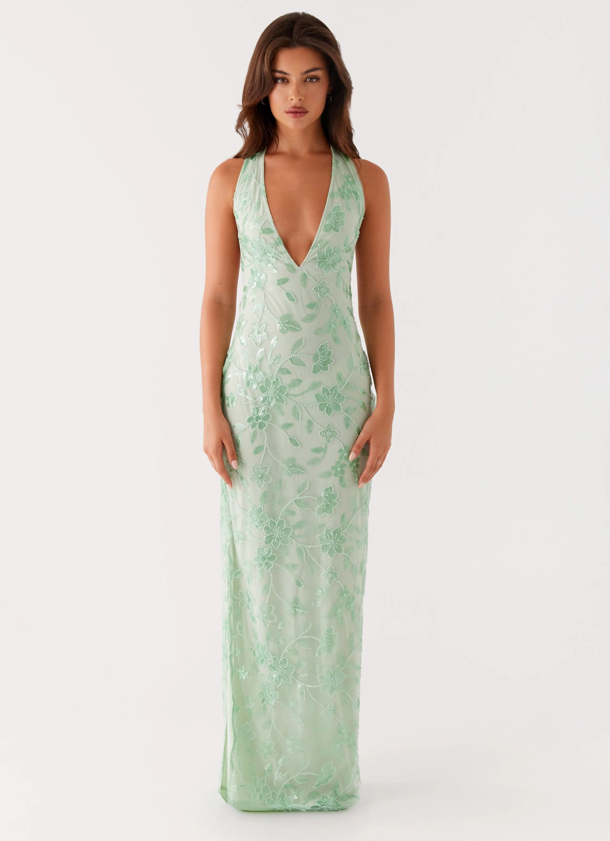 Cydney Beaded Maxi Dress - Sage