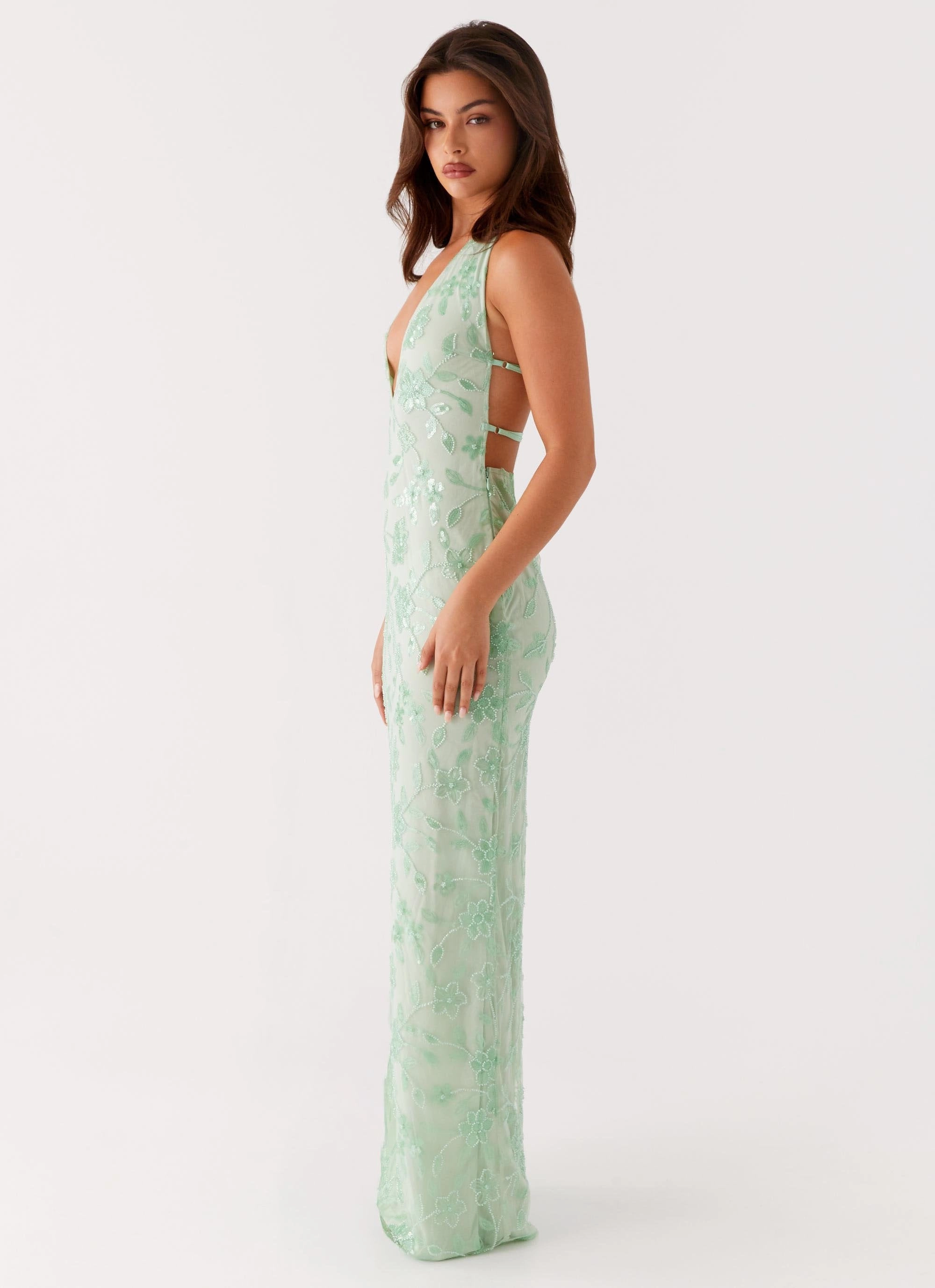 Cydney Beaded Maxi Dress - Sage