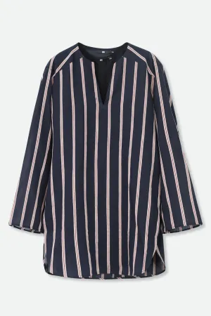 CYPRESS LAYERED SHIRT IN ITALIAN COTTON VOILE NAVY STRIPES CYPRESS LAYERED SHIRT IN ITALIAN COTTON VOILE NAVY STRIPES