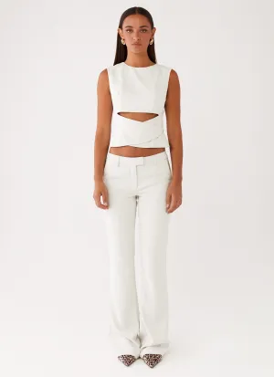 Cyra Low Rise Slim Fit Pants - Ivory Cyra Low Rise Slim Fit Pants - Ivory