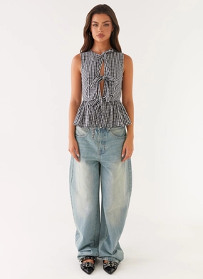 Cyrene Tie Top - Black Gingham Cyrene Tie Top - Black Gingham