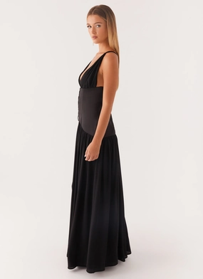 Dafina Satin Maxi Dress - Black Dafina Satin Maxi Dress - Black