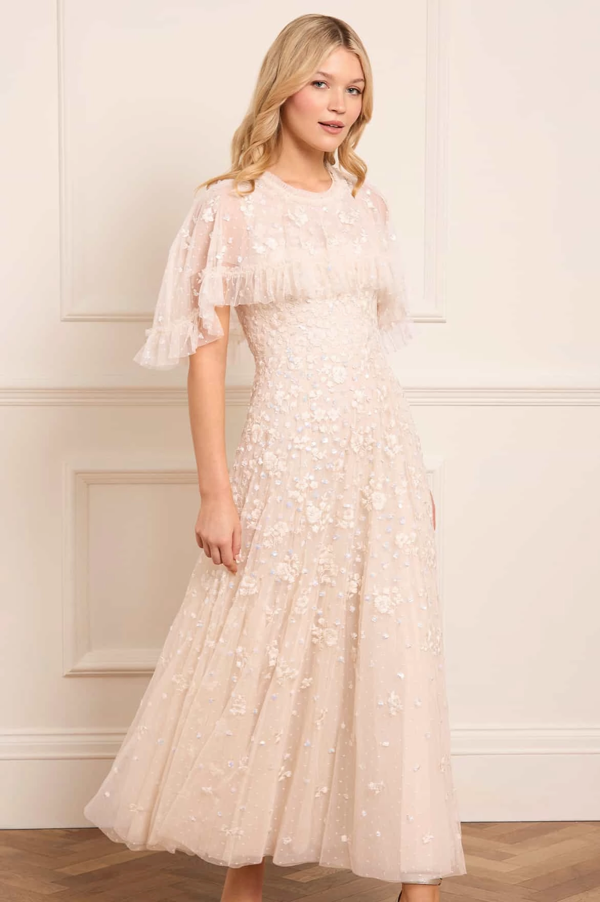 Dahlia Ditsy Short Cape Ankle Gown