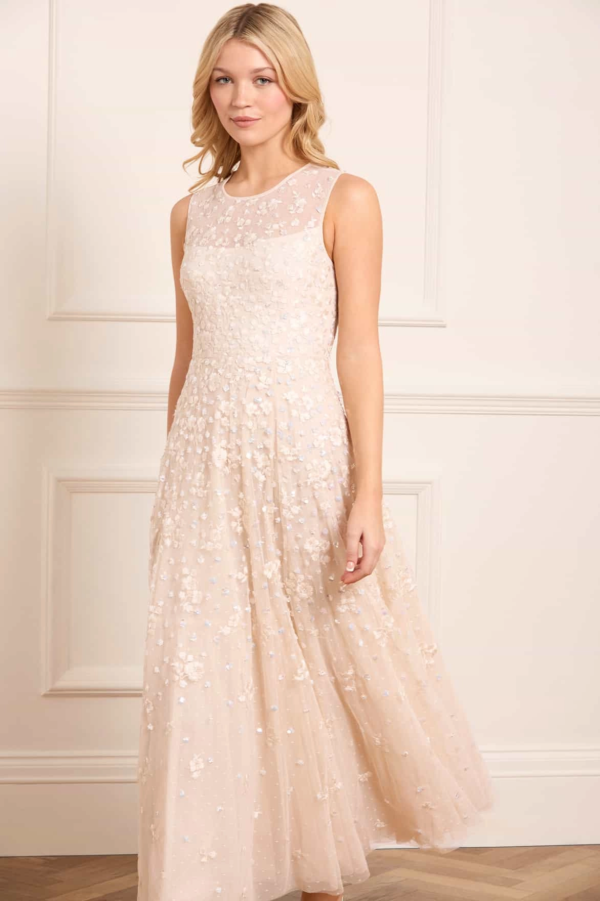 Dahlia Ditsy Short Cape Ankle Gown