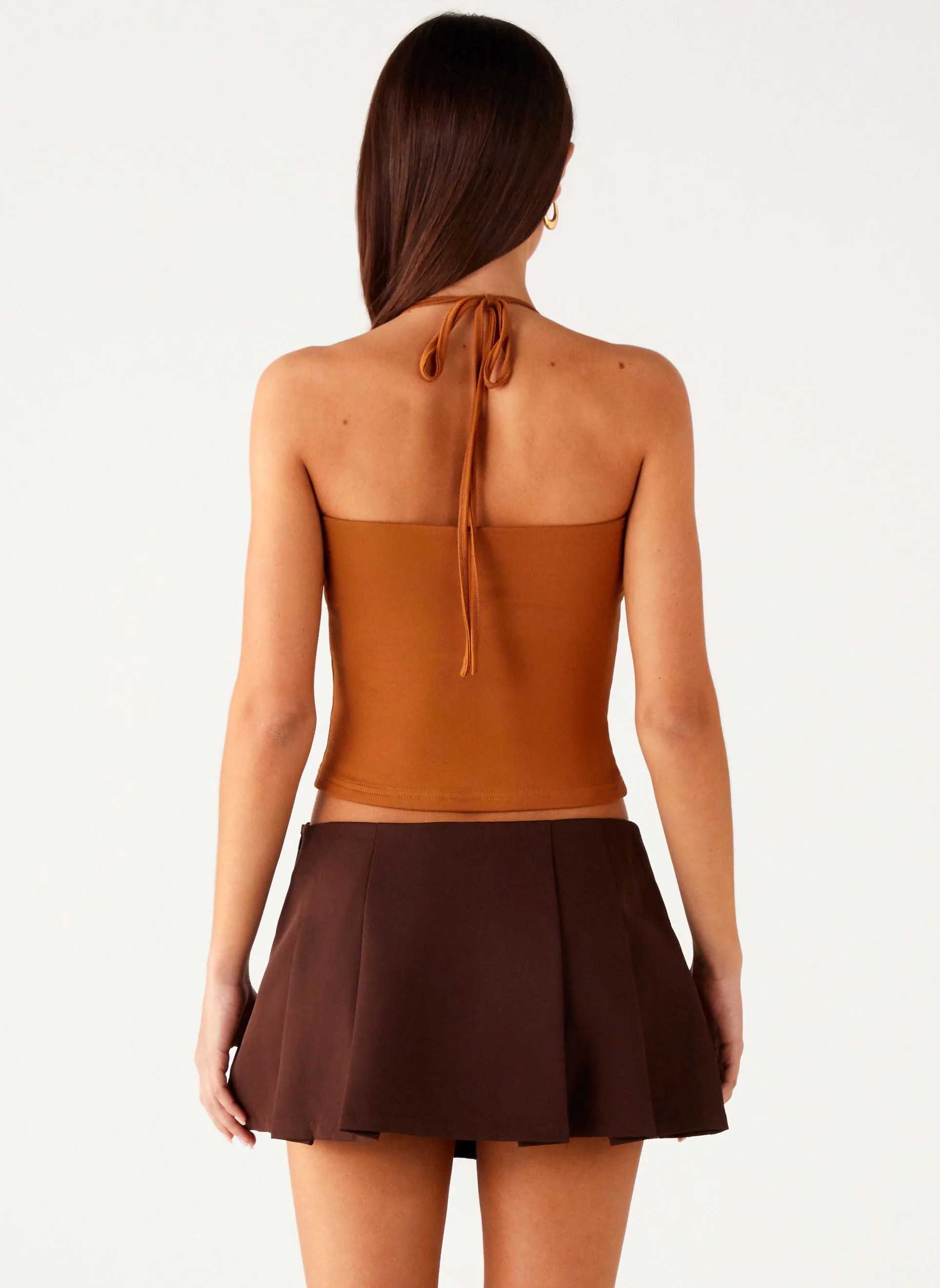 Dalia Dusk Pleated Mini Skirt - Chocolate