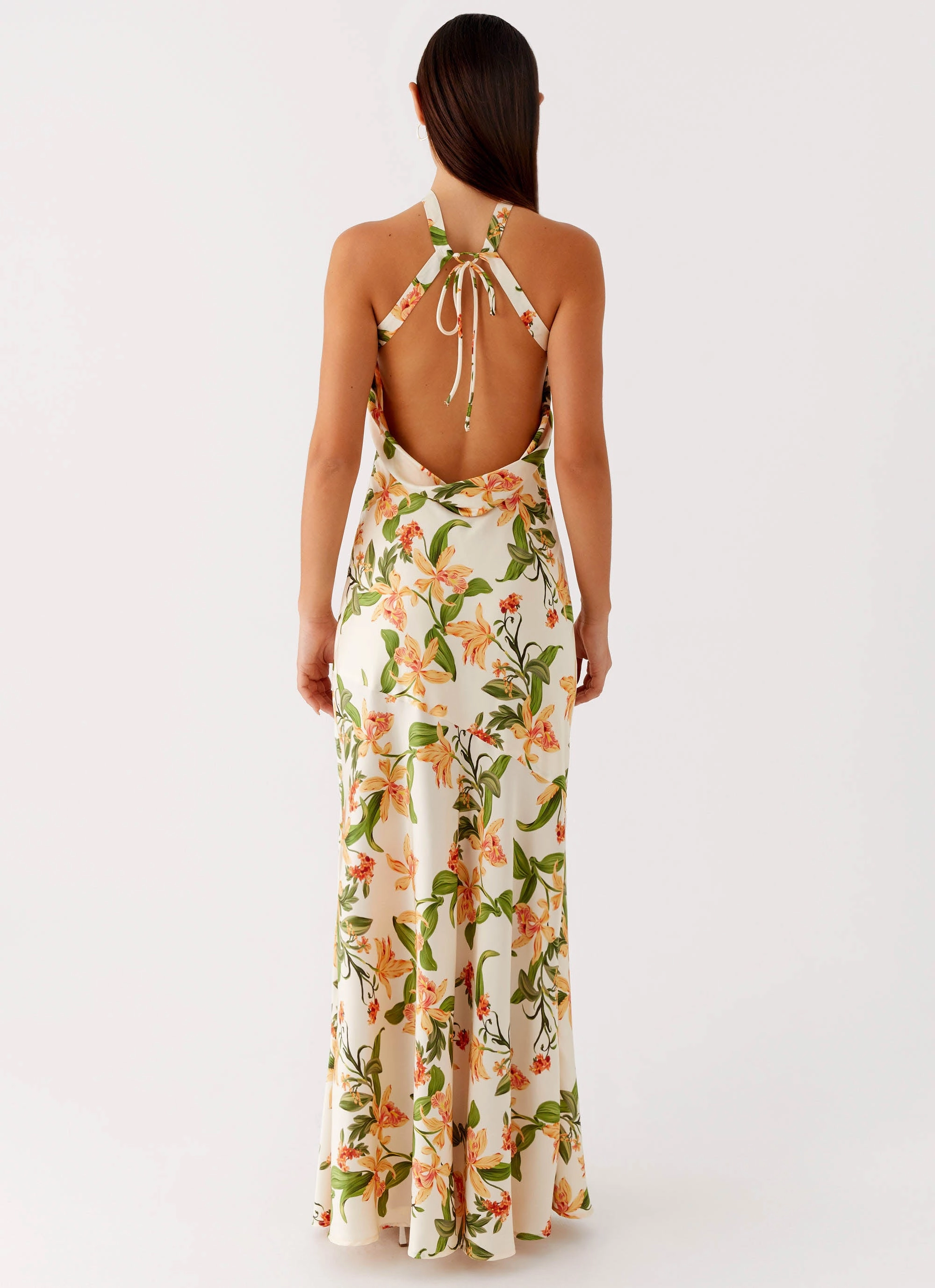 Damali Satin Maxi Dress - Floral Print